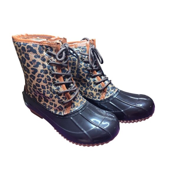 Sugar Skipper Leopard Shearling Lined Duck Boots size 6 - Picture 1 of 6